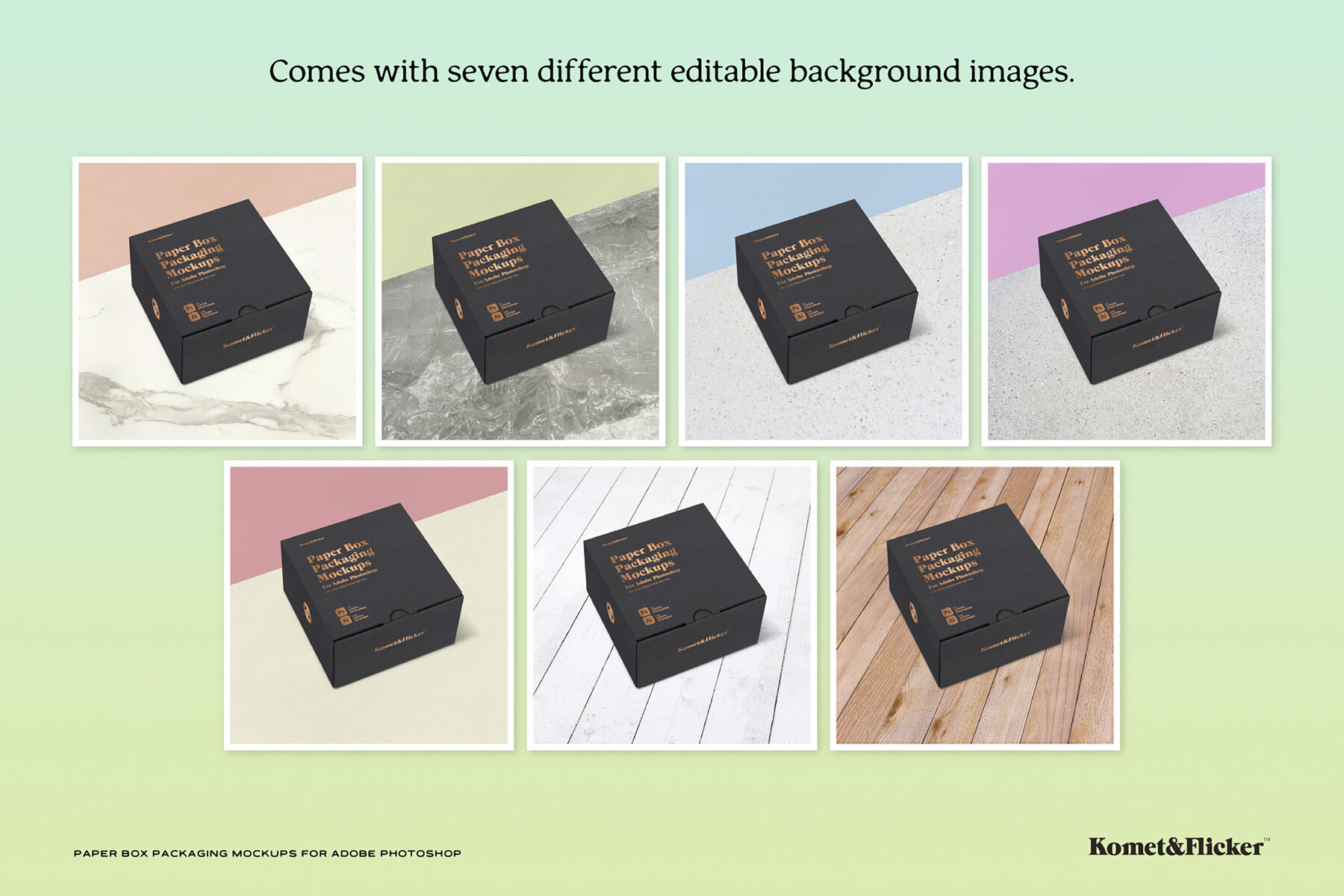 Paper Box Packaging Mockups for Photoshop 6