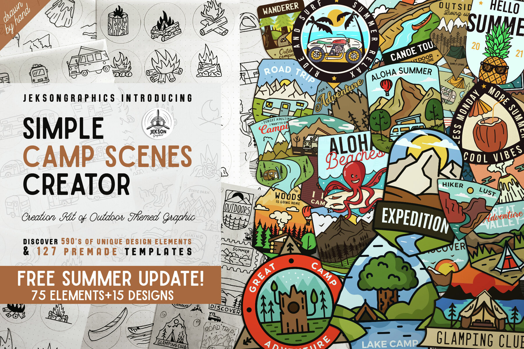 Simple Camp Scenes Logo Creation Kit 1