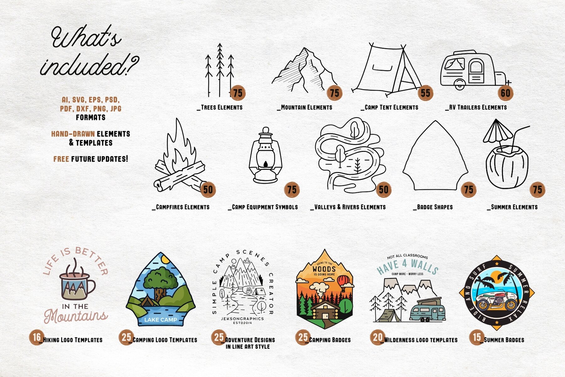Simple Camp Scenes Logo Creation Kit 2