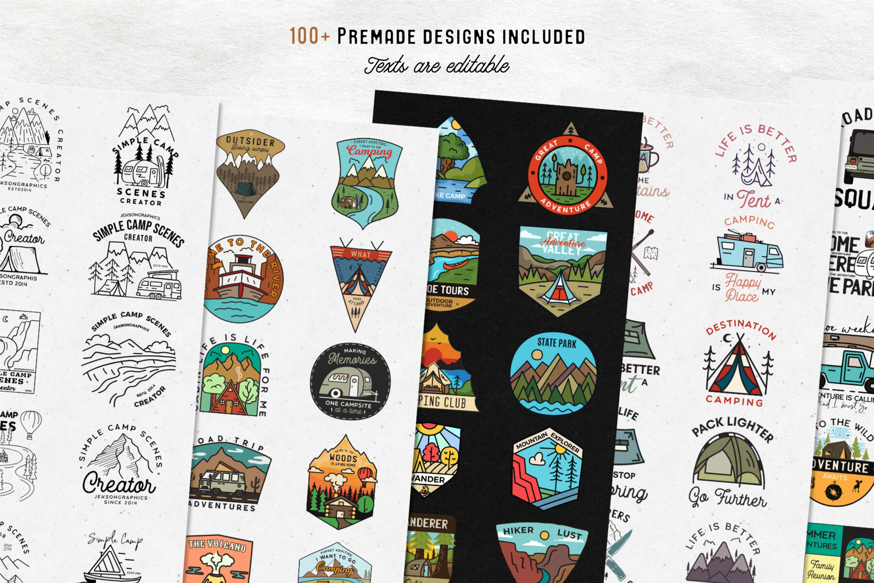 Simple Camp Scenes Logo Creation Kit 4