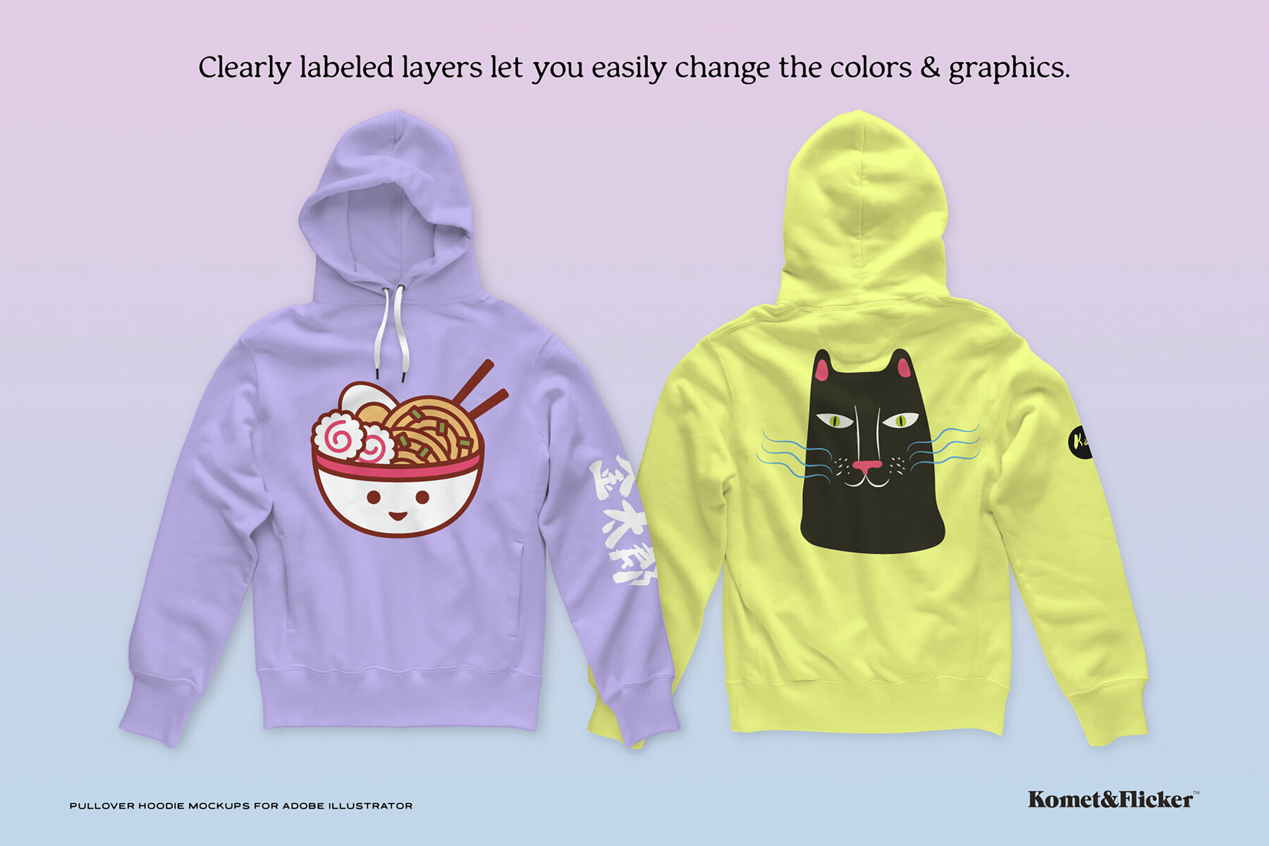 Pullover Hoodie Mockups for Illustrator 2