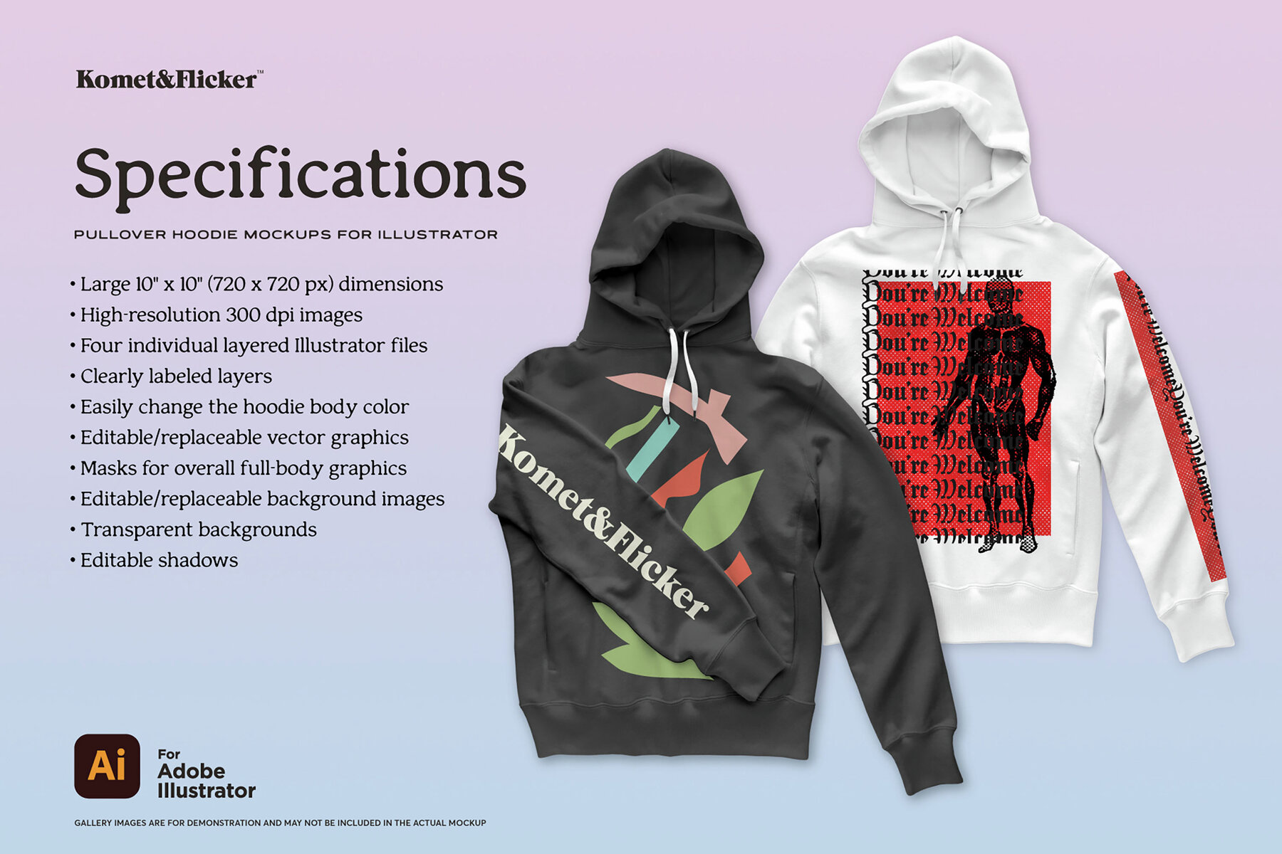 Pullover Hoodie Mockups for Illustrator 9