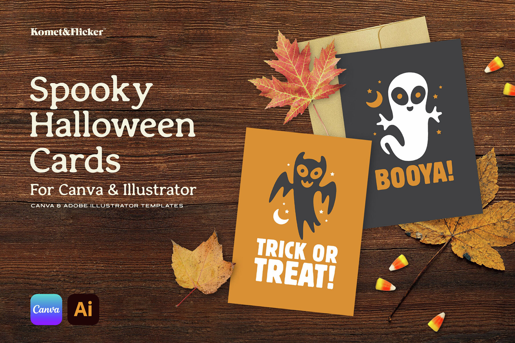 Spooky Halloween Cards for Canva and Illustrator 1