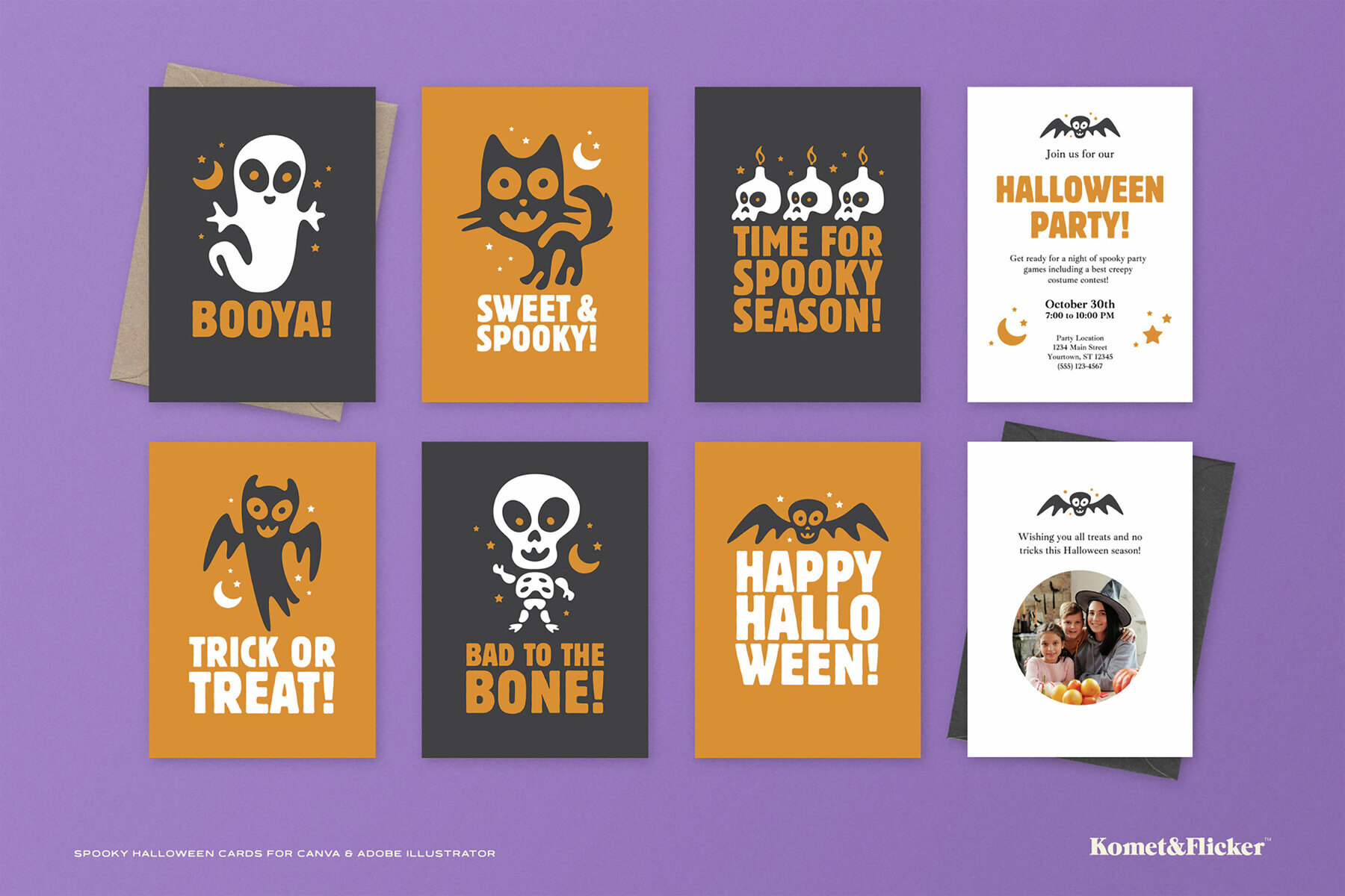 Spooky Halloween Cards for Canva and Illustrator 2