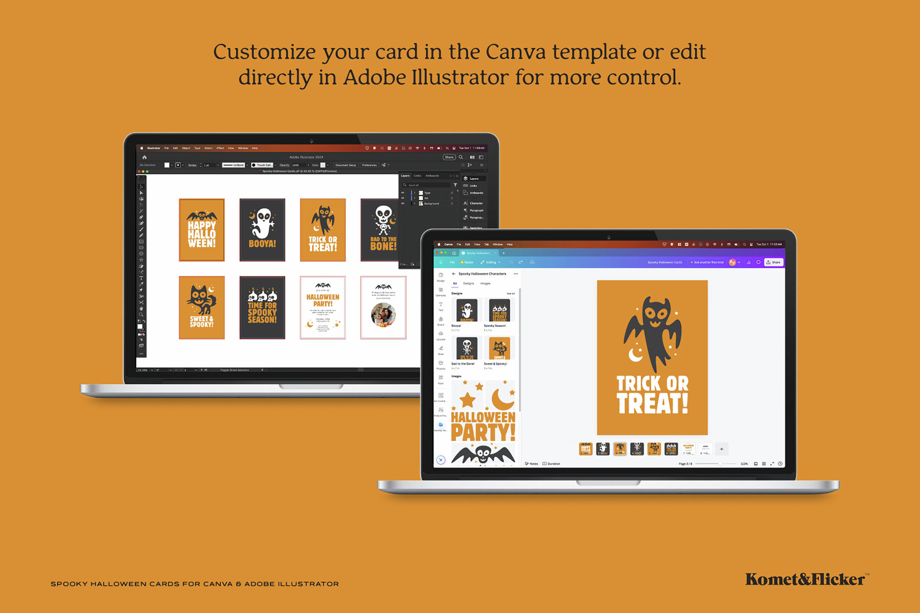 Spooky Halloween Cards for Canva and Illustrator 6