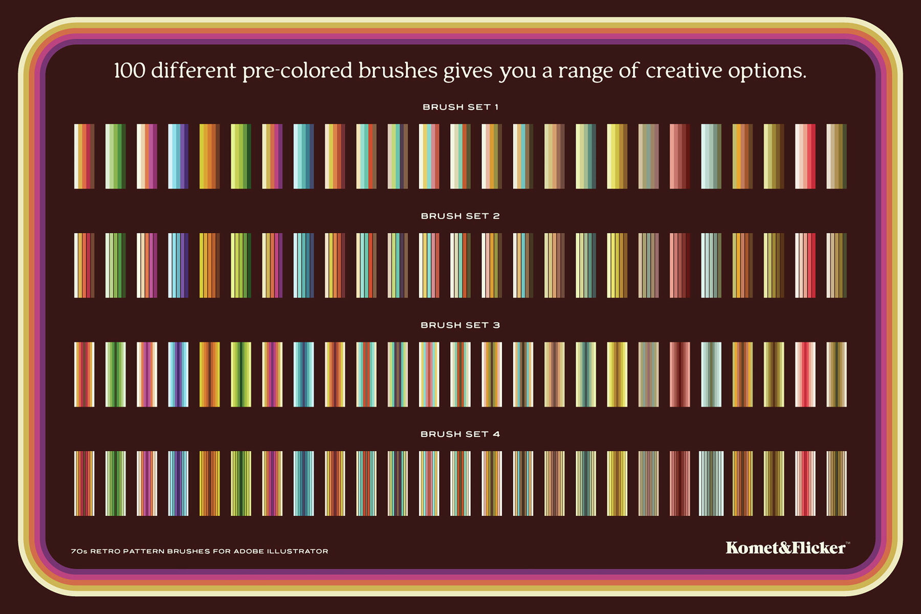 70s Retro Pattern Brushes for Adobe Illustrator 7