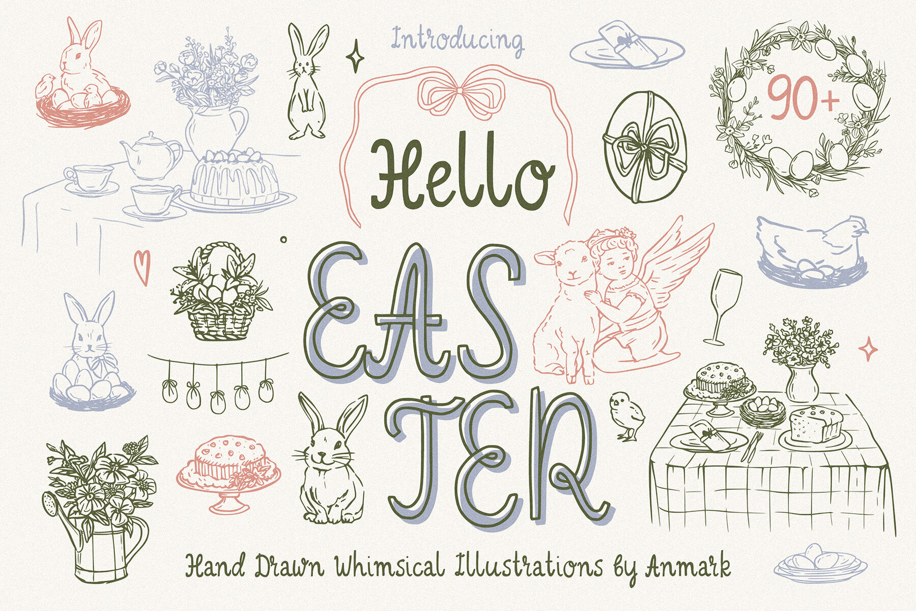Hello Easter   Hand Drawn Line Art Easter Collection 1