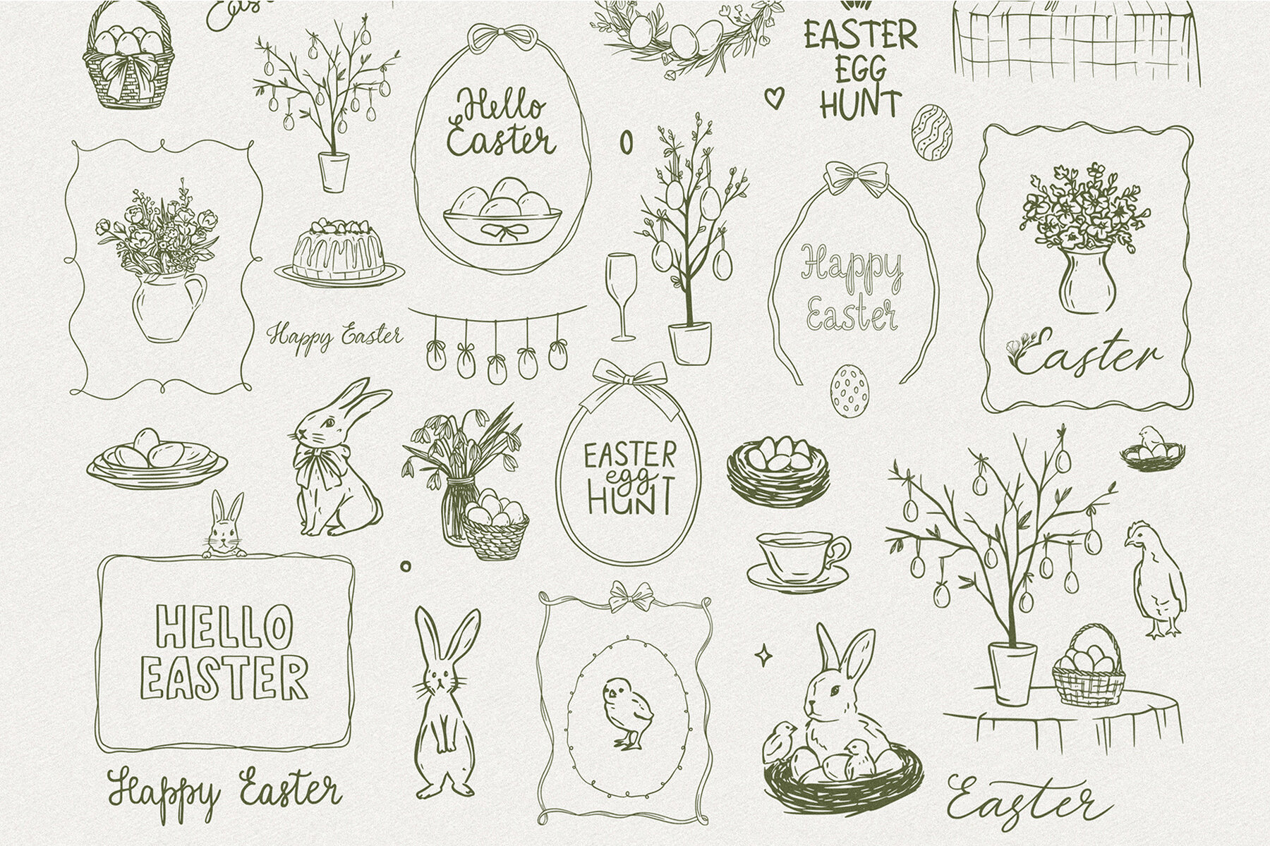Hello Easter   Hand Drawn Line Art Easter Collection 9