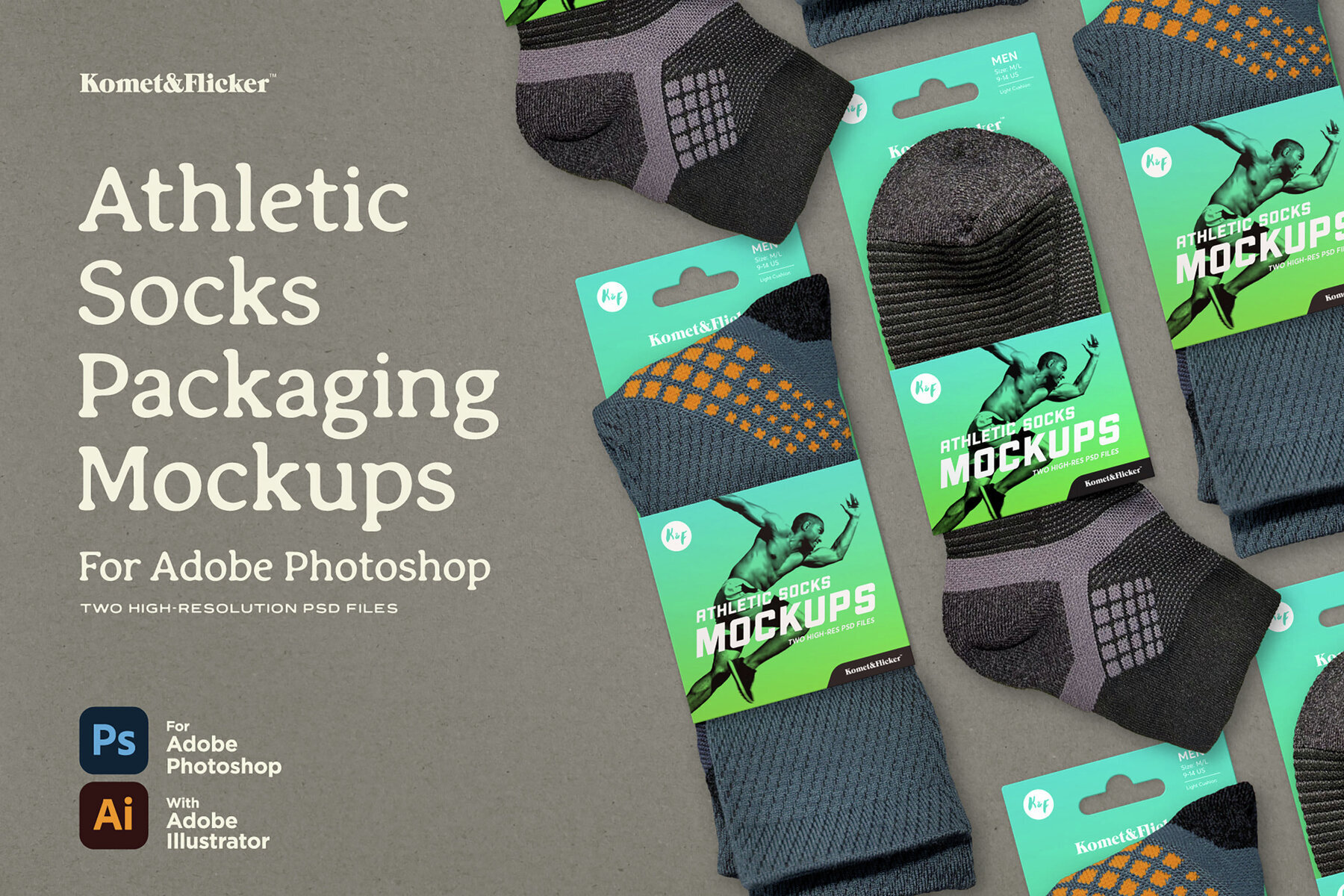 Athletic Socks Packaging Mockups for Photoshop 1