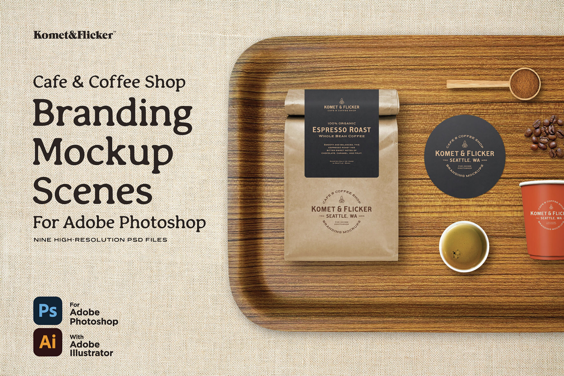 Cafe and Coffee Shop Mockup Scenes for Adobe Photoshop 1