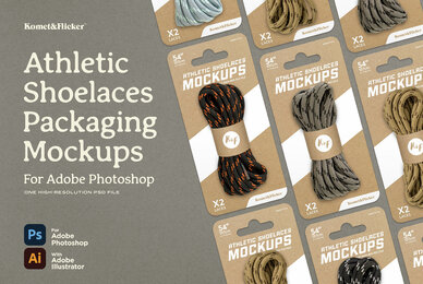Athletic Shoelaces Packaging Mockups for Photoshop