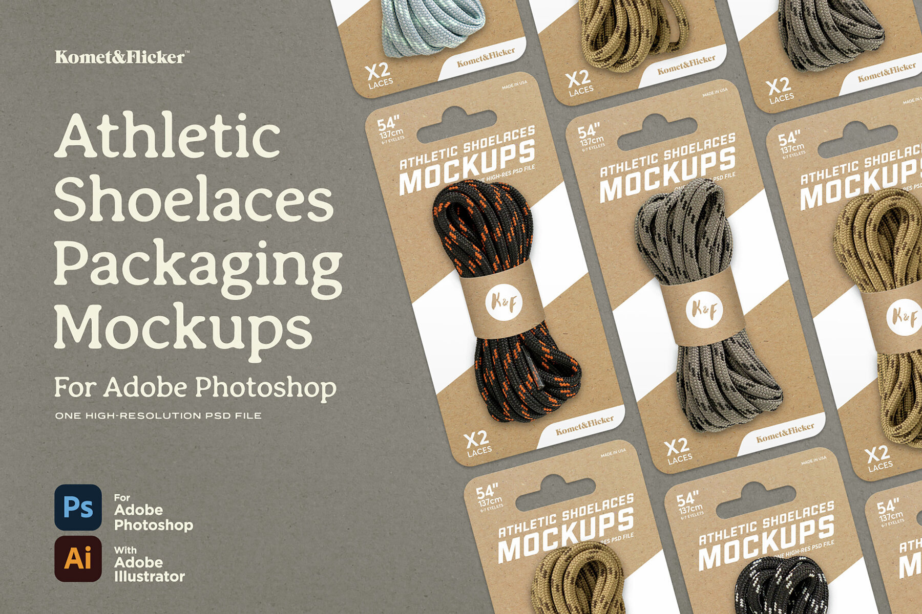 Athletic Shoelaces Packaging Mockups for Photoshop 1