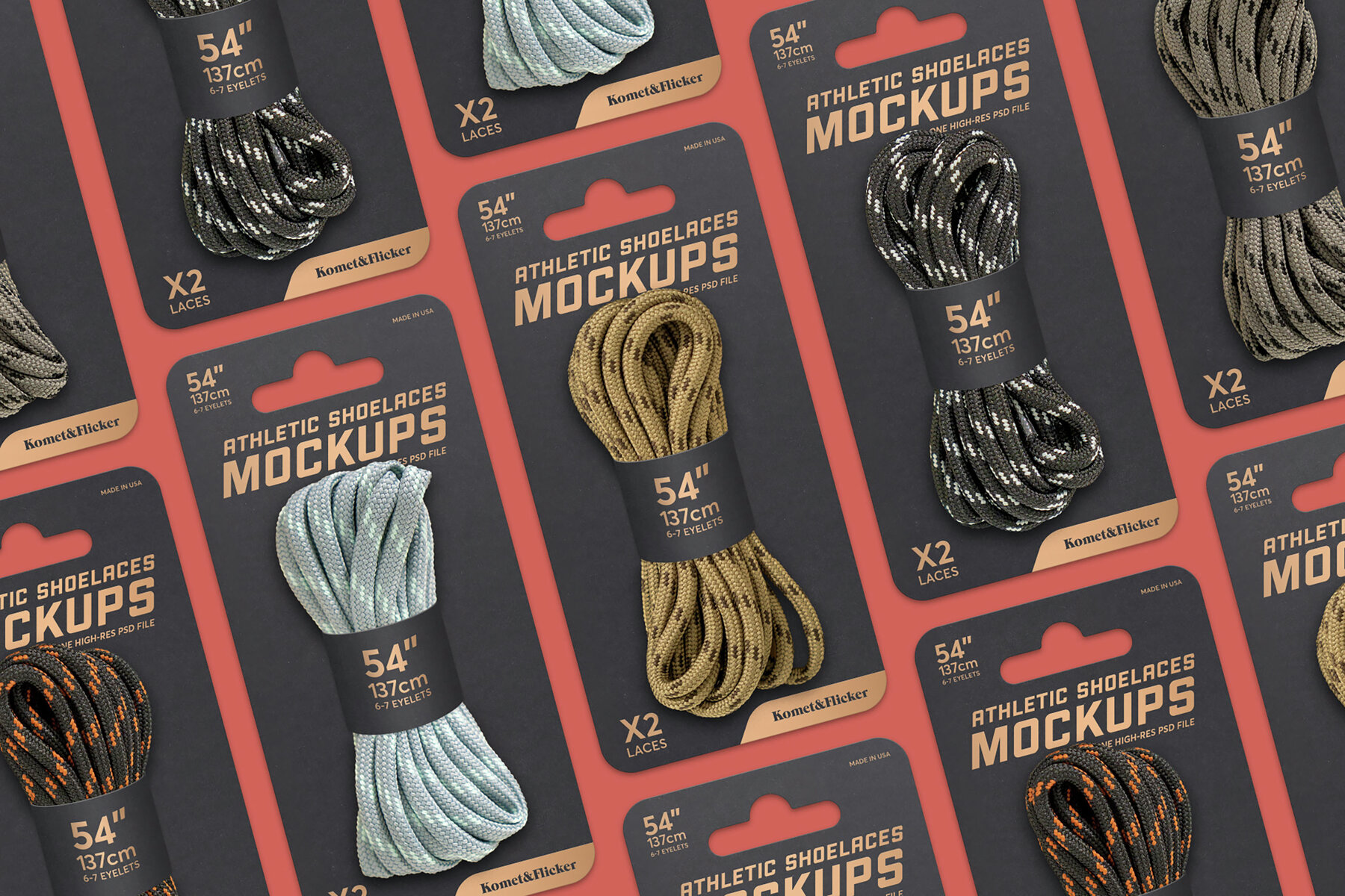 Athletic Shoelaces Packaging Mockups for Photoshop 4