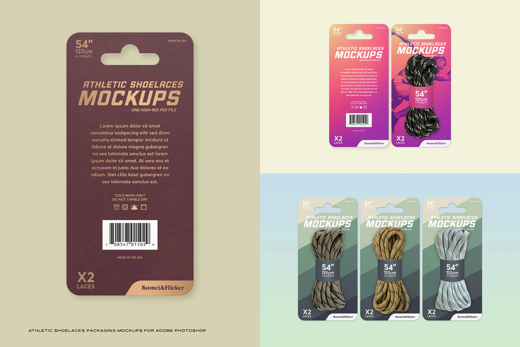 Athletic Shoelaces Packaging Mockups for Photoshop 5