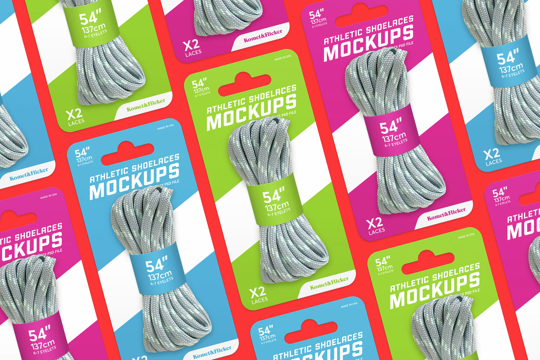 Athletic Shoelaces Packaging Mockups for Photoshop 6