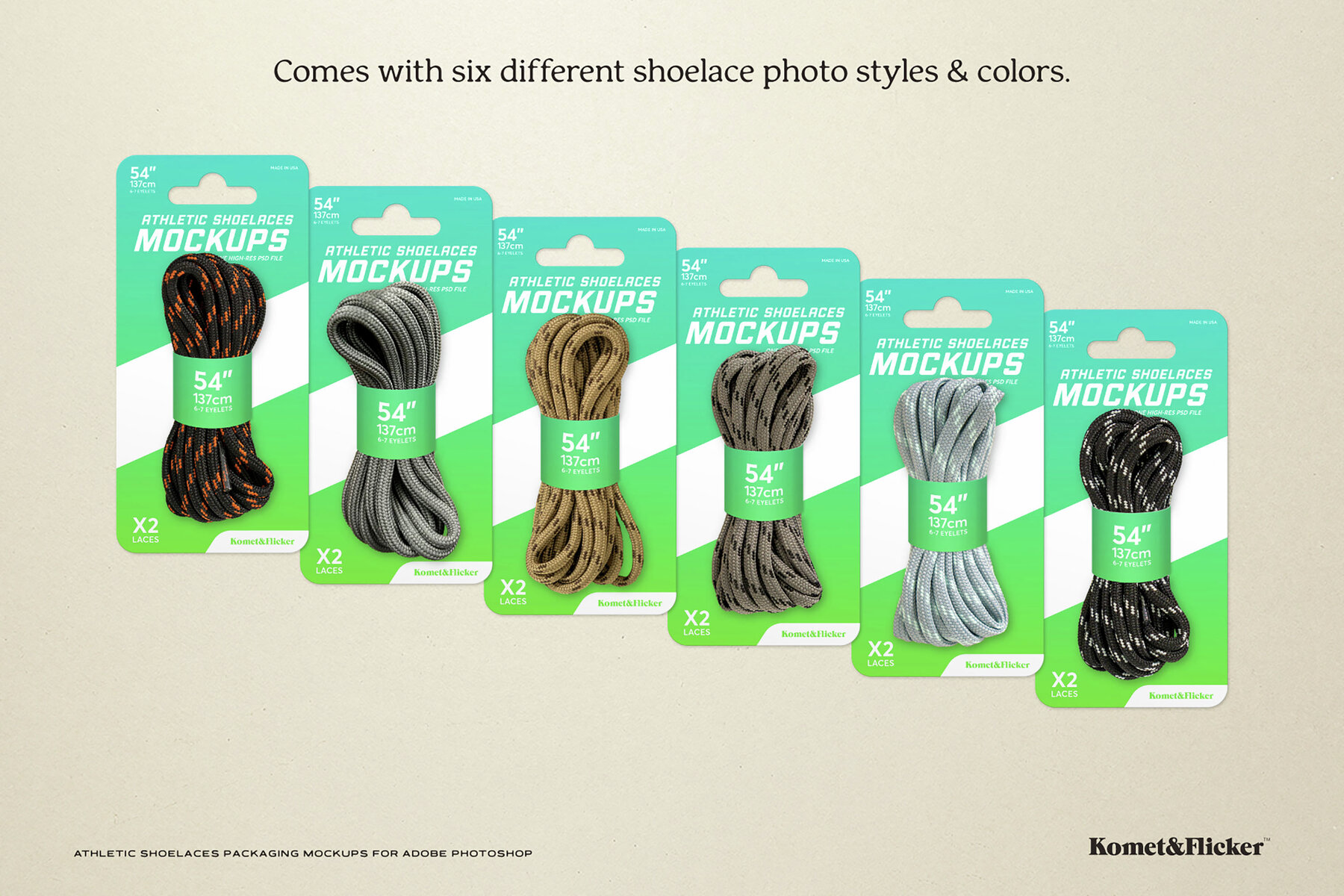 Athletic Shoelaces Packaging Mockups for Photoshop 7
