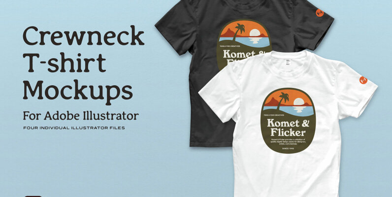 Crewneck T shirt Mockups for Illustrator