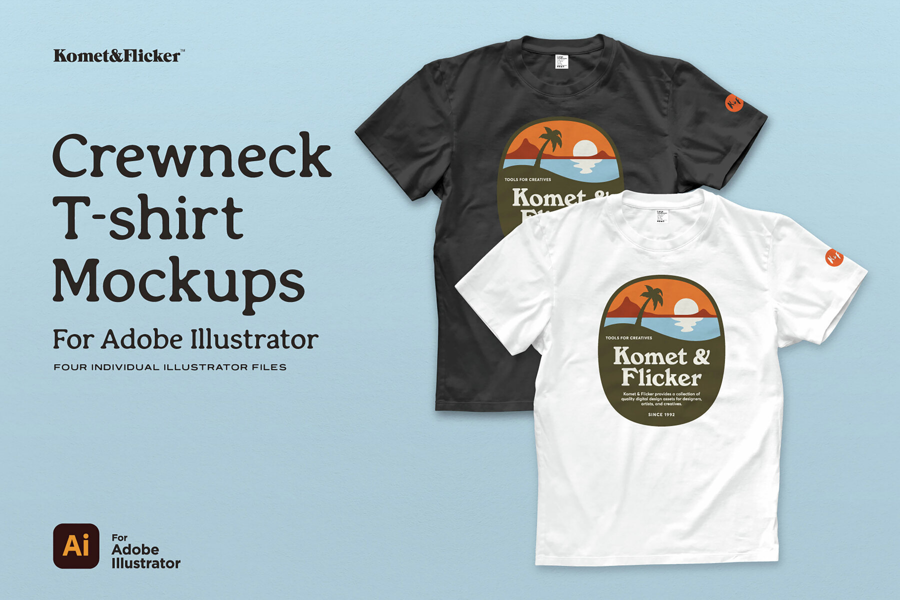 Crewneck T shirt Mockups for Illustrator 1