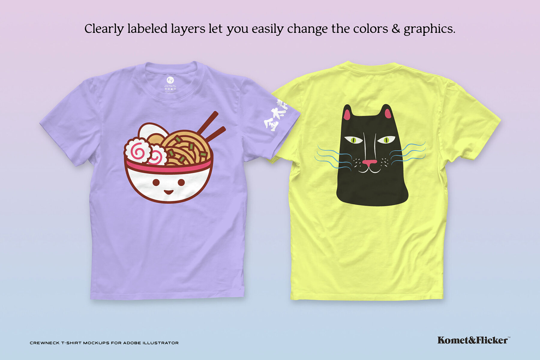 Crewneck T shirt Mockups for Illustrator 2