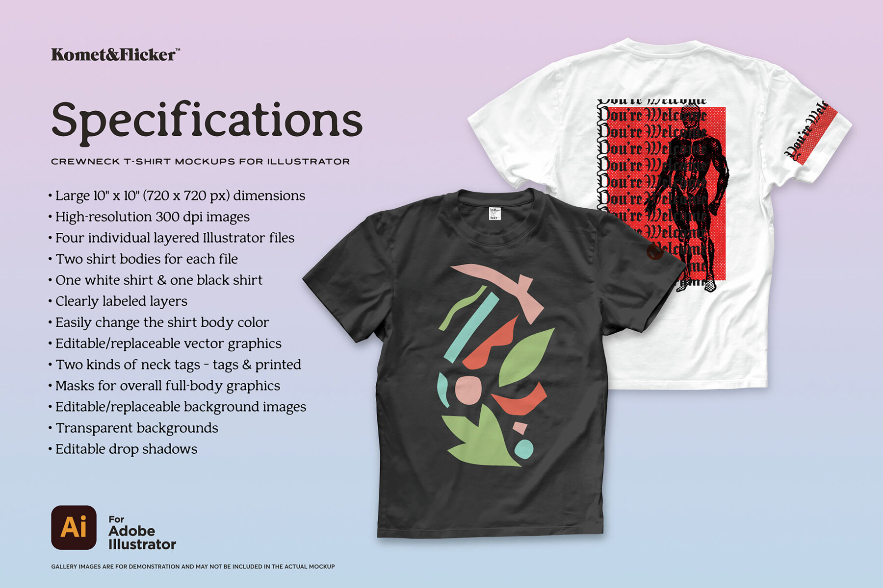 Crewneck T shirt Mockups for Illustrator 8