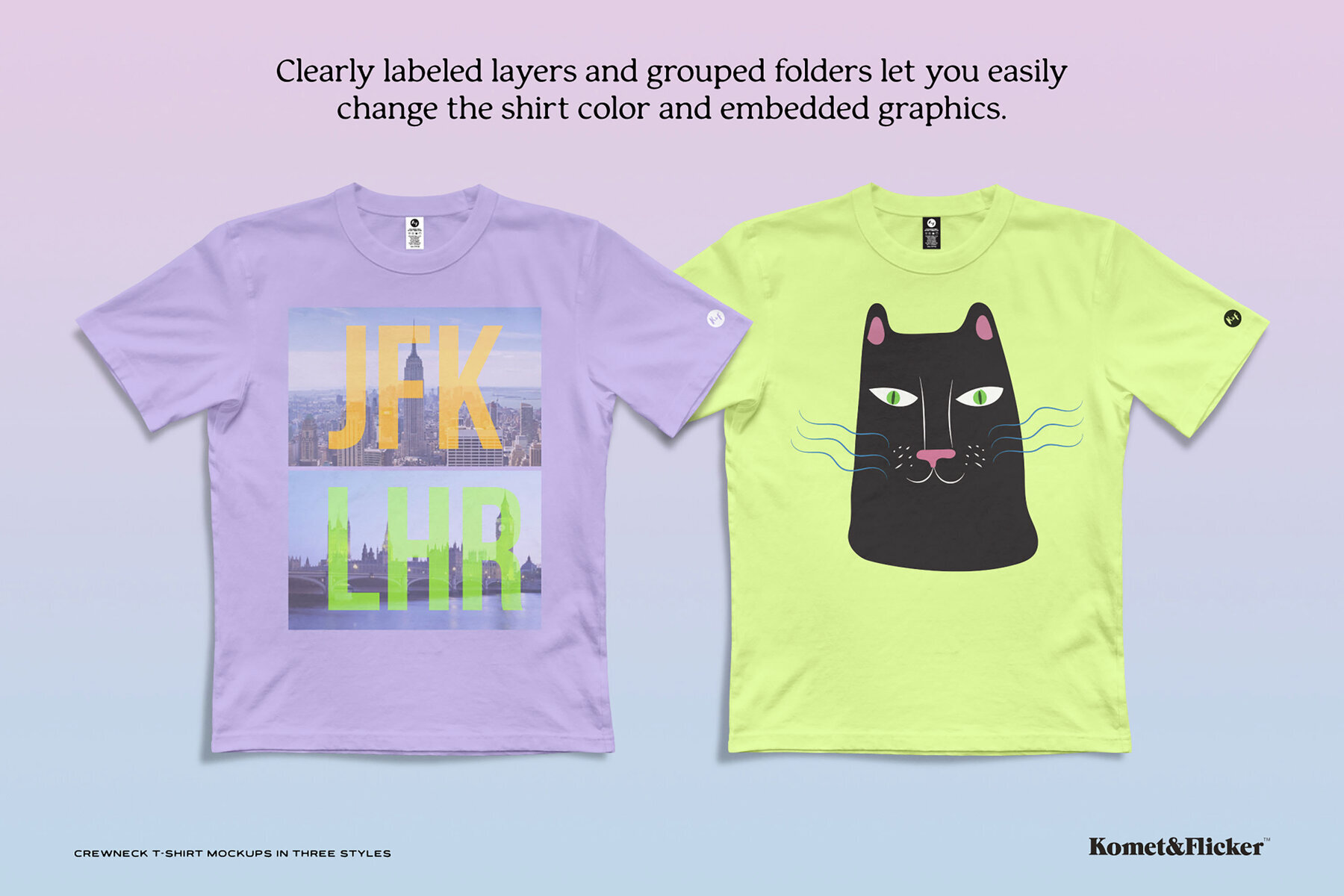 Crewneck T shirt Mockups in Three Styles 3