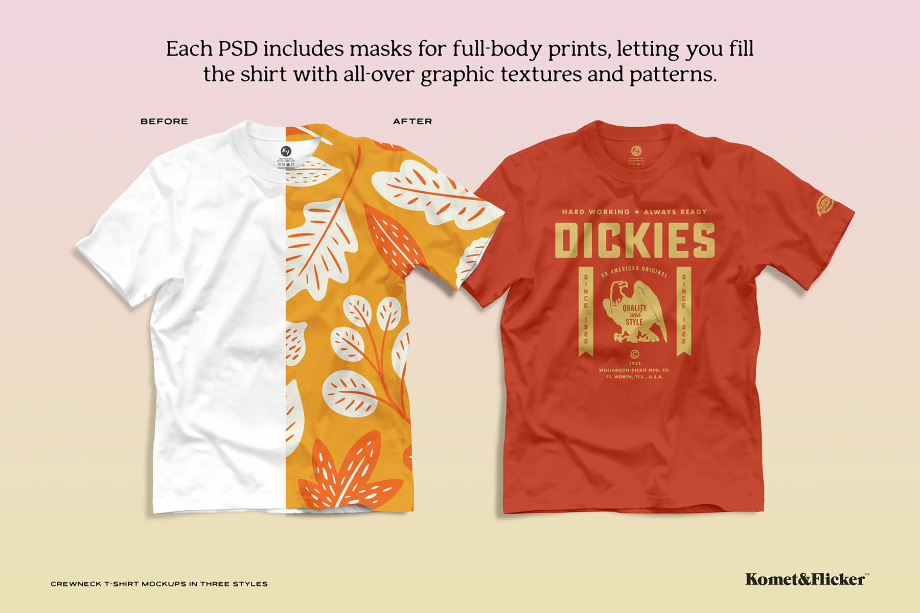 Crewneck T shirt Mockups in Three Styles 5