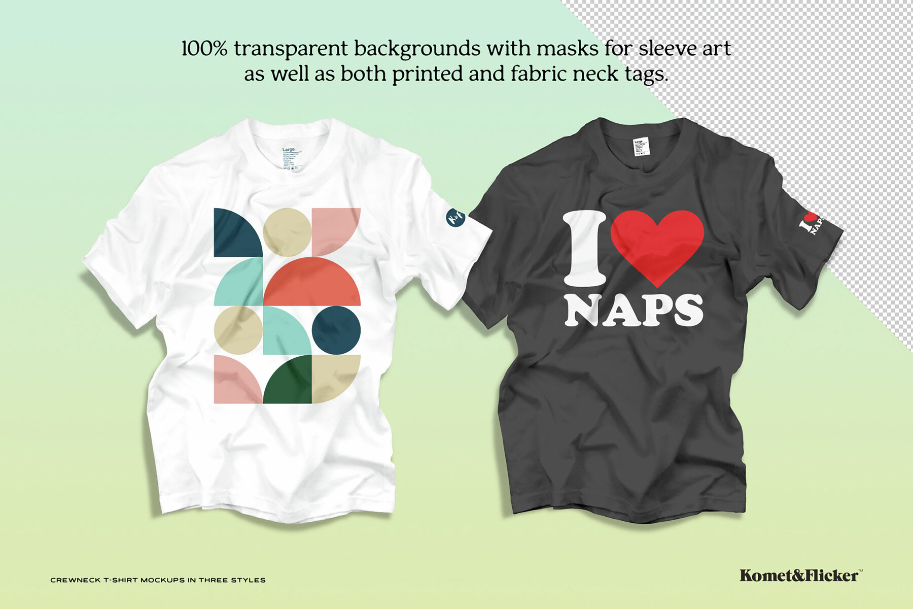 Crewneck T shirt Mockups in Three Styles 7