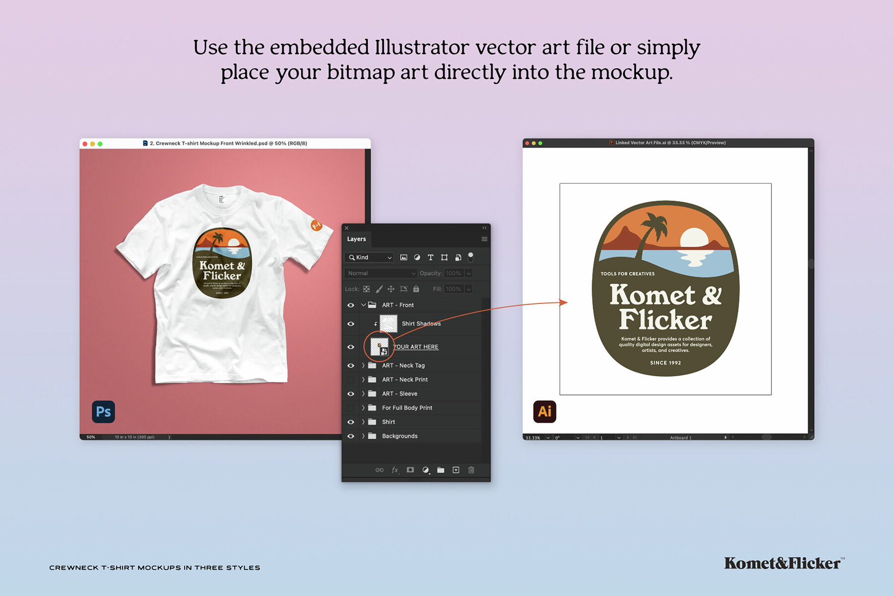Crewneck T shirt Mockups in Three Styles 9