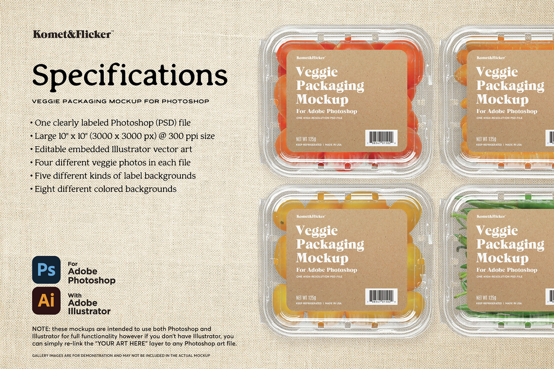 Veggie Packaging Mockup for Photoshop 7