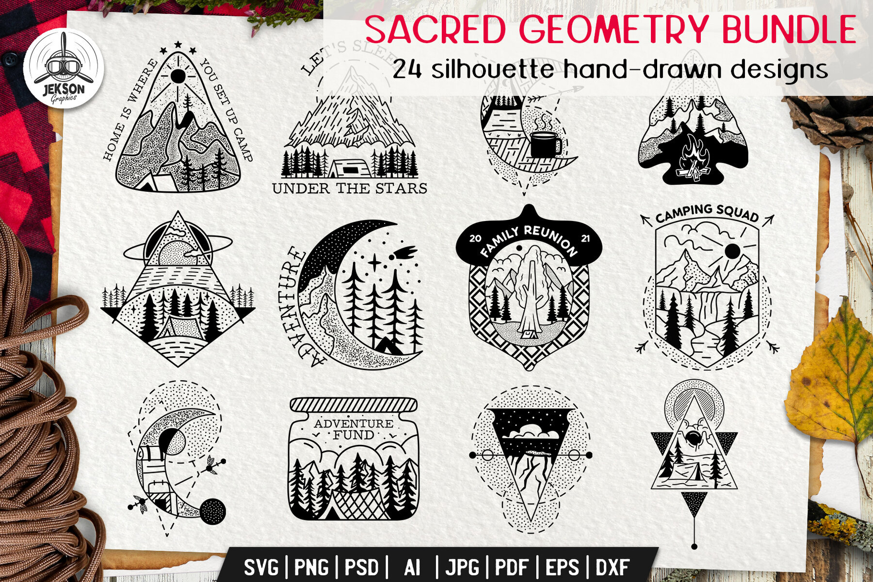 24 Sacred Geometry Hand Drawn Bundle 1