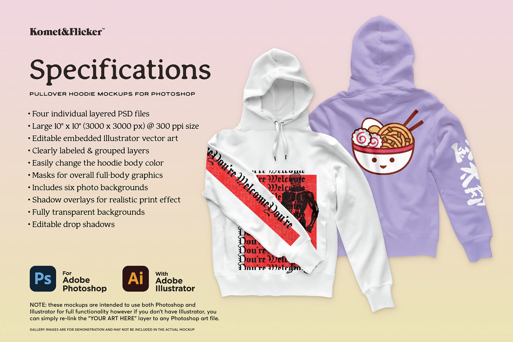 Pullover Hoodie Mockups for Photoshop 12