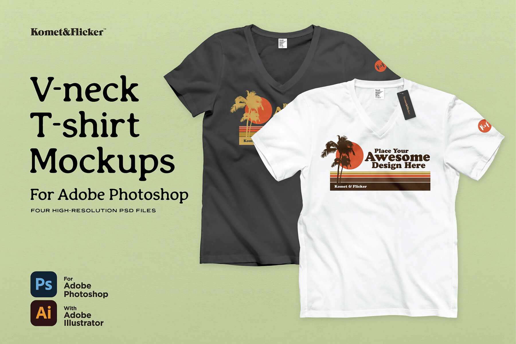 V neck T shirt Mockups for Photoshop 1