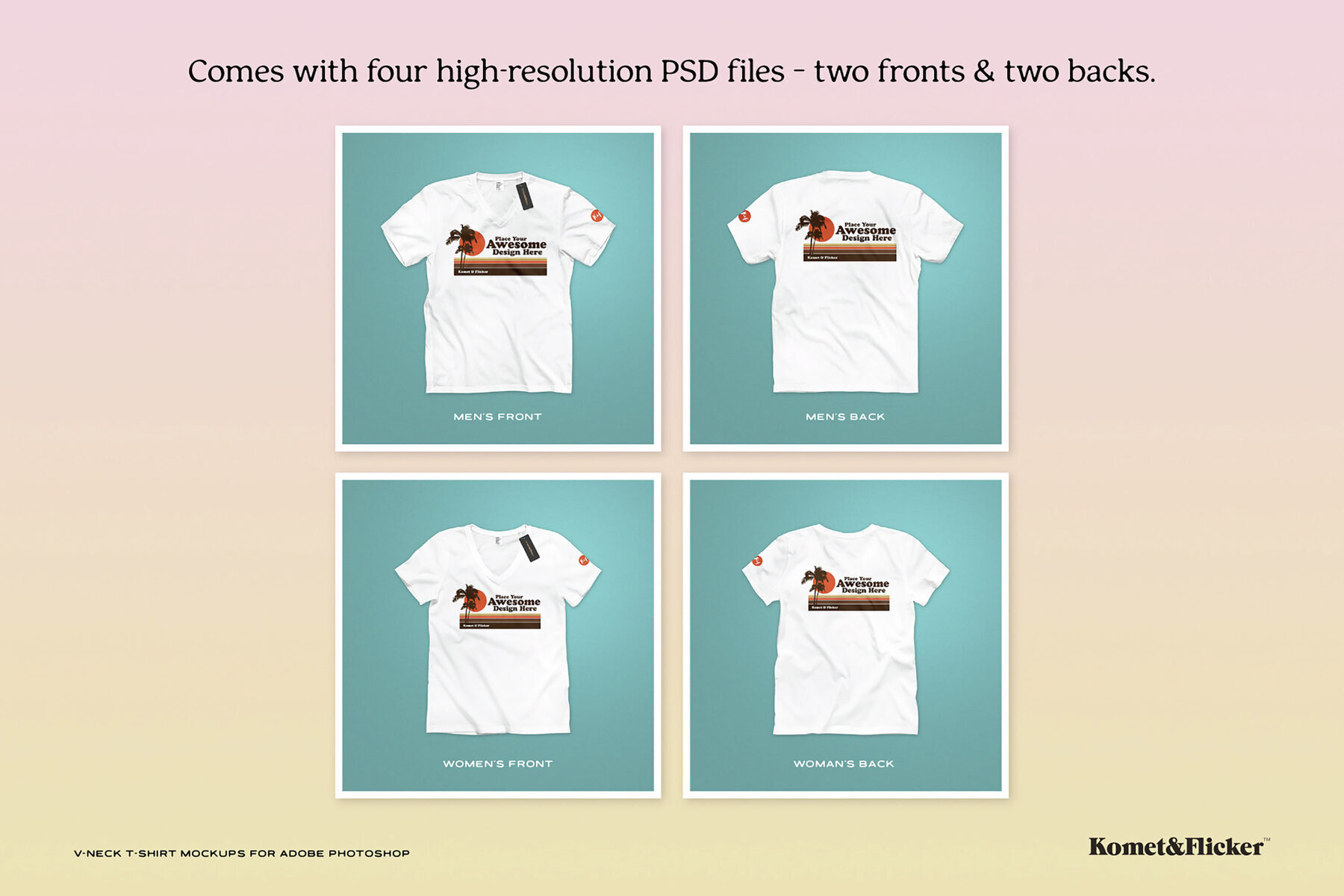 V neck T shirt Mockups for Photoshop 3