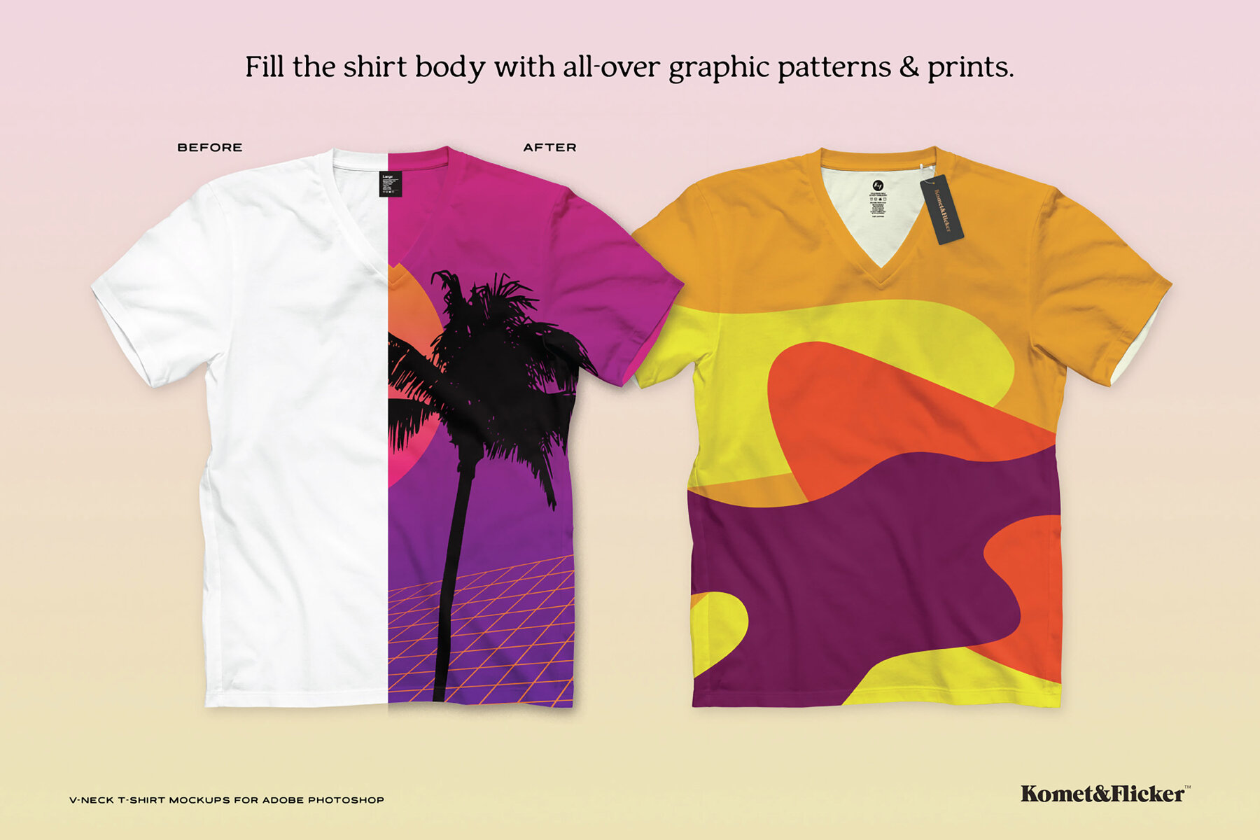 V neck T shirt Mockups for Photoshop 7