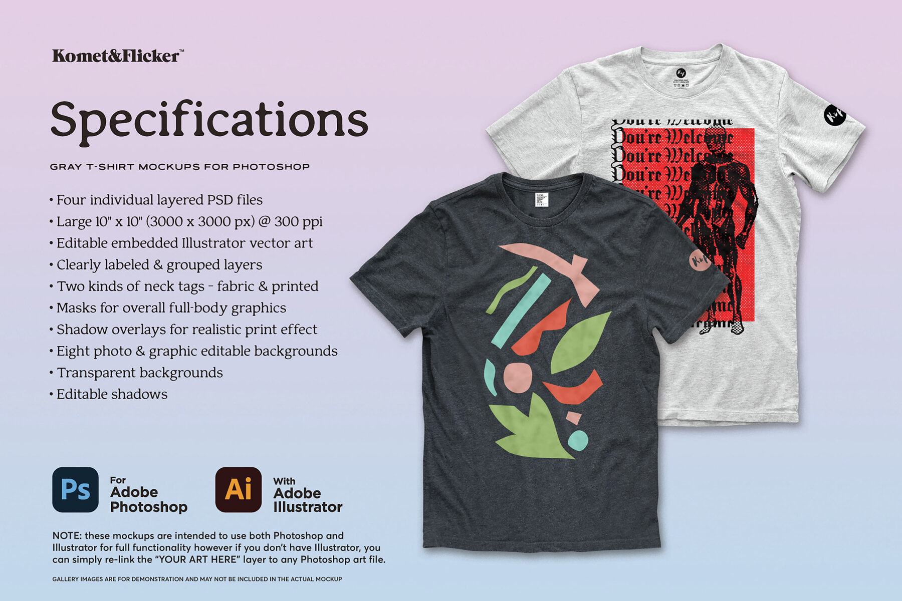 Gray T Shirt Mockups for Photoshop 9