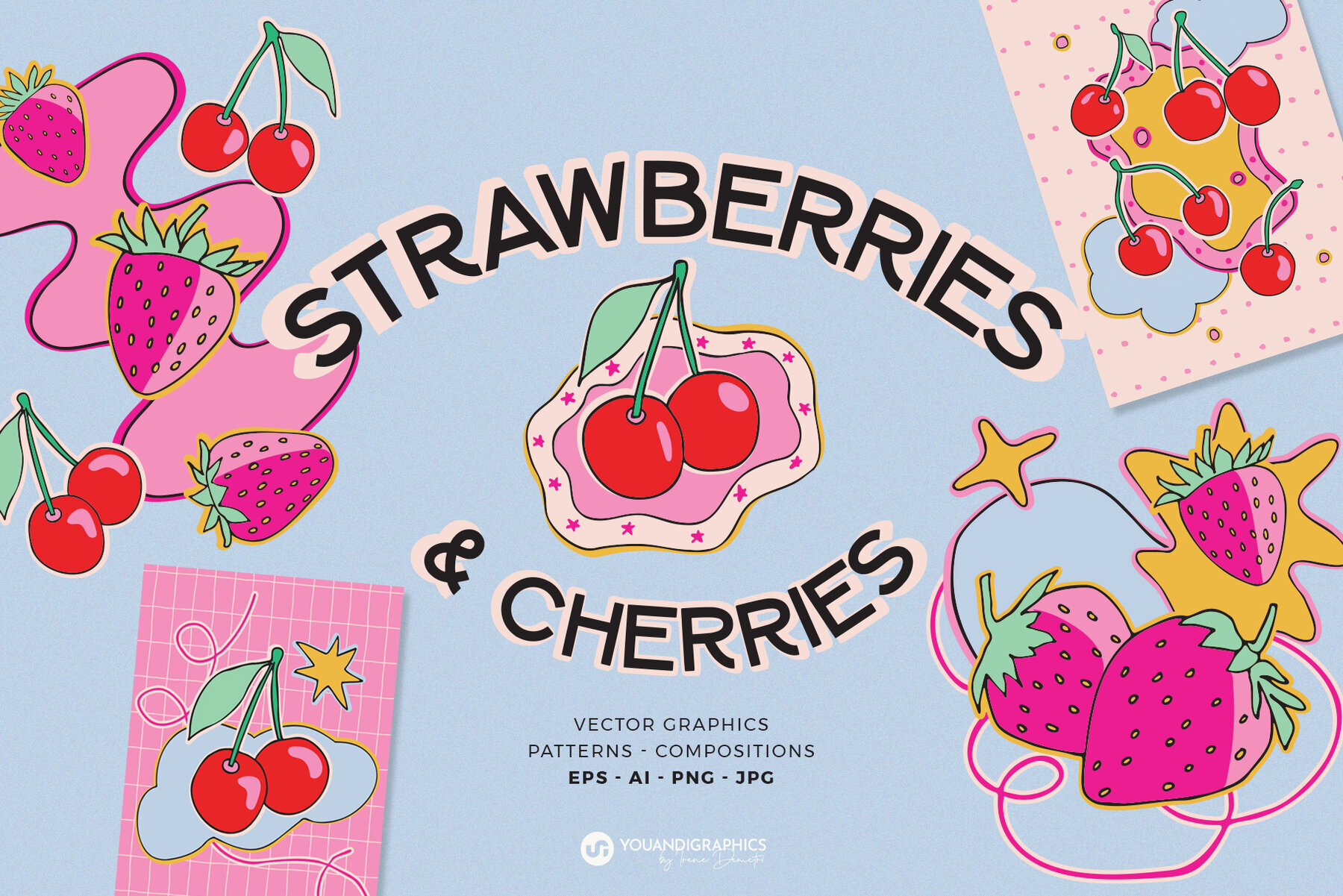 Strawberries and Cherries Graphics Set 1