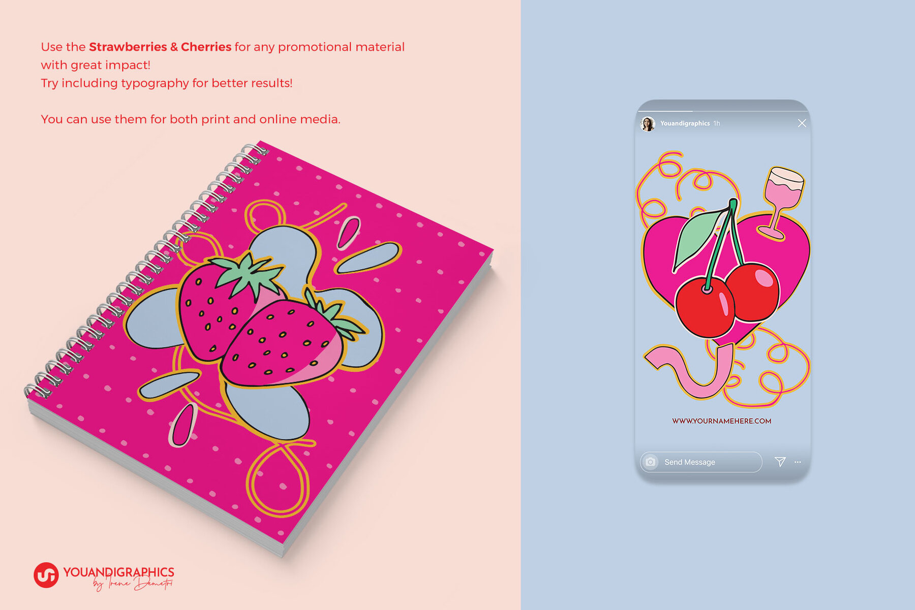 Strawberries and Cherries Graphics Set 6