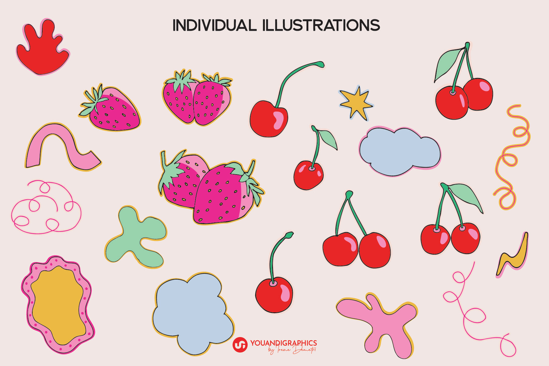 Strawberries and Cherries Graphics Set 10