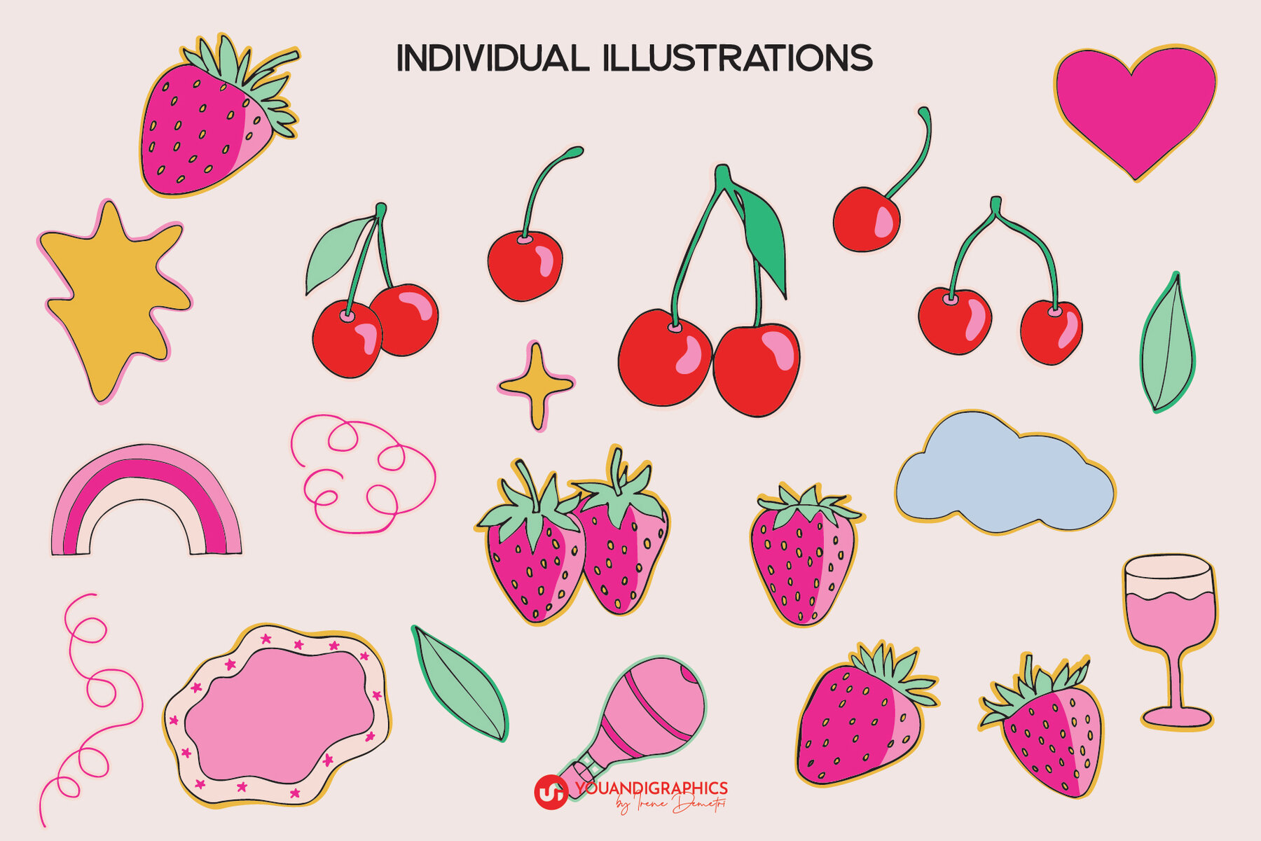 Strawberries and Cherries Graphics Set 11