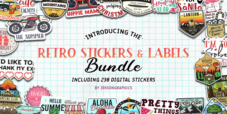 Retro Stickers and Labels Pack