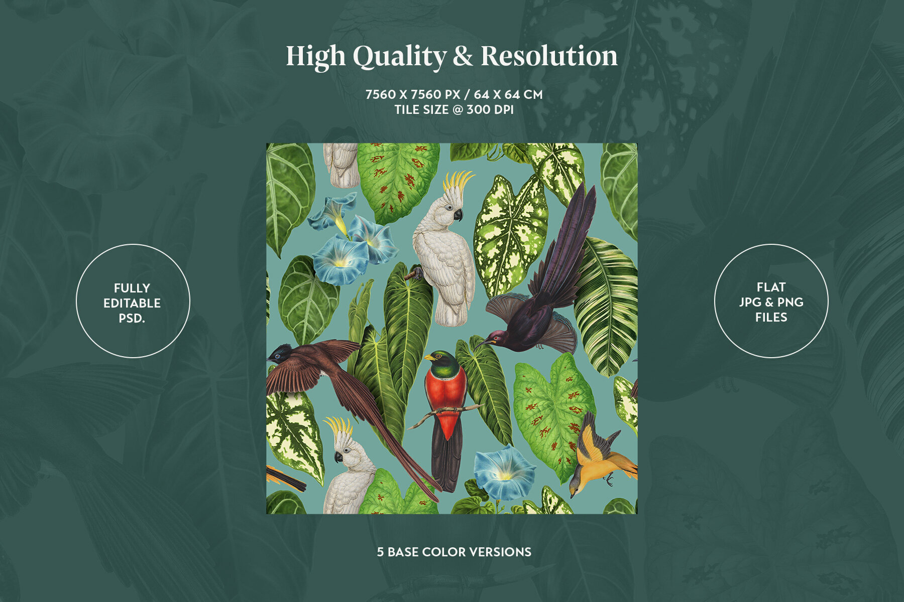 Exotic Birds Vintage Pattern 3