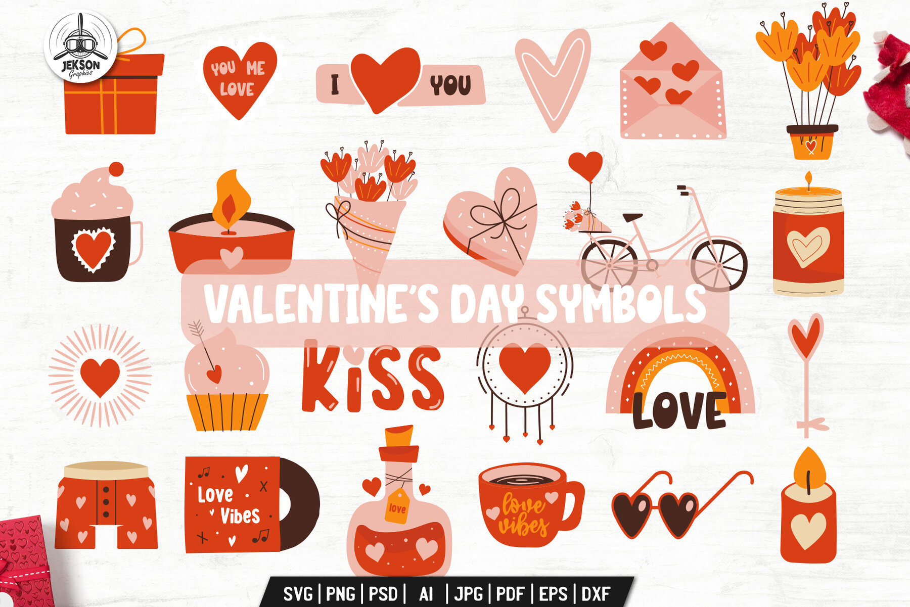 Valentines Day Clipart Set Symbols 1