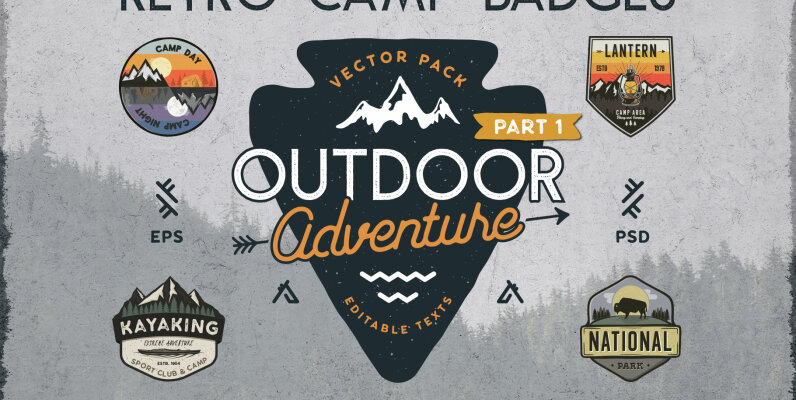 Retro Camping Logo Badges Vol 1