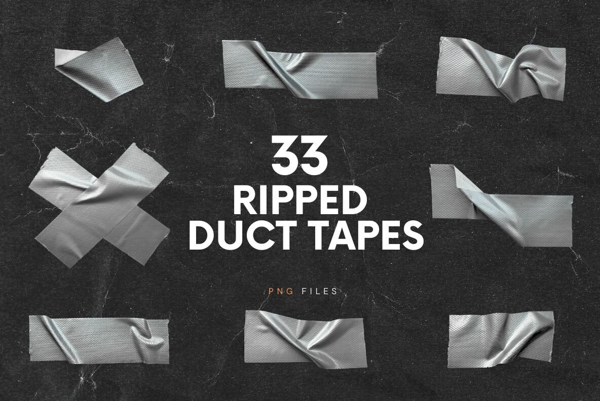 33 Gray Crumpled Ripped Duct Tapes 1