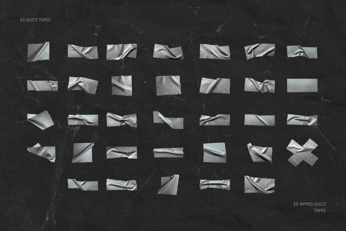33 Gray Crumpled Ripped Duct Tapes 2