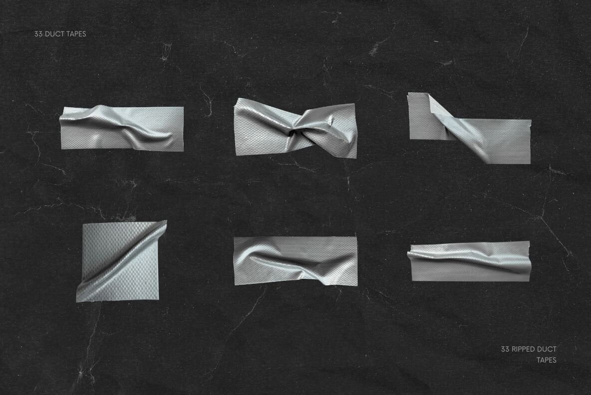 33 Gray Crumpled Ripped Duct Tapes 4