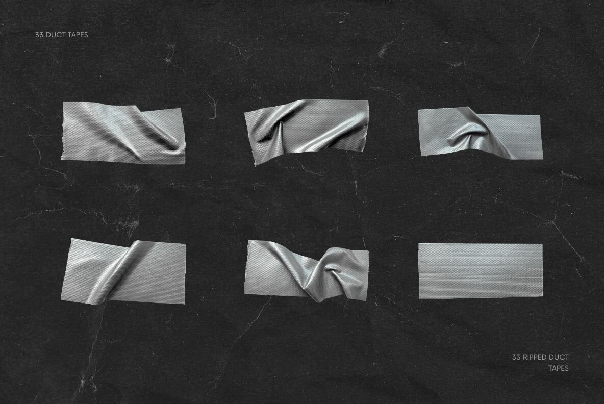 33 Gray Crumpled Ripped Duct Tapes 5