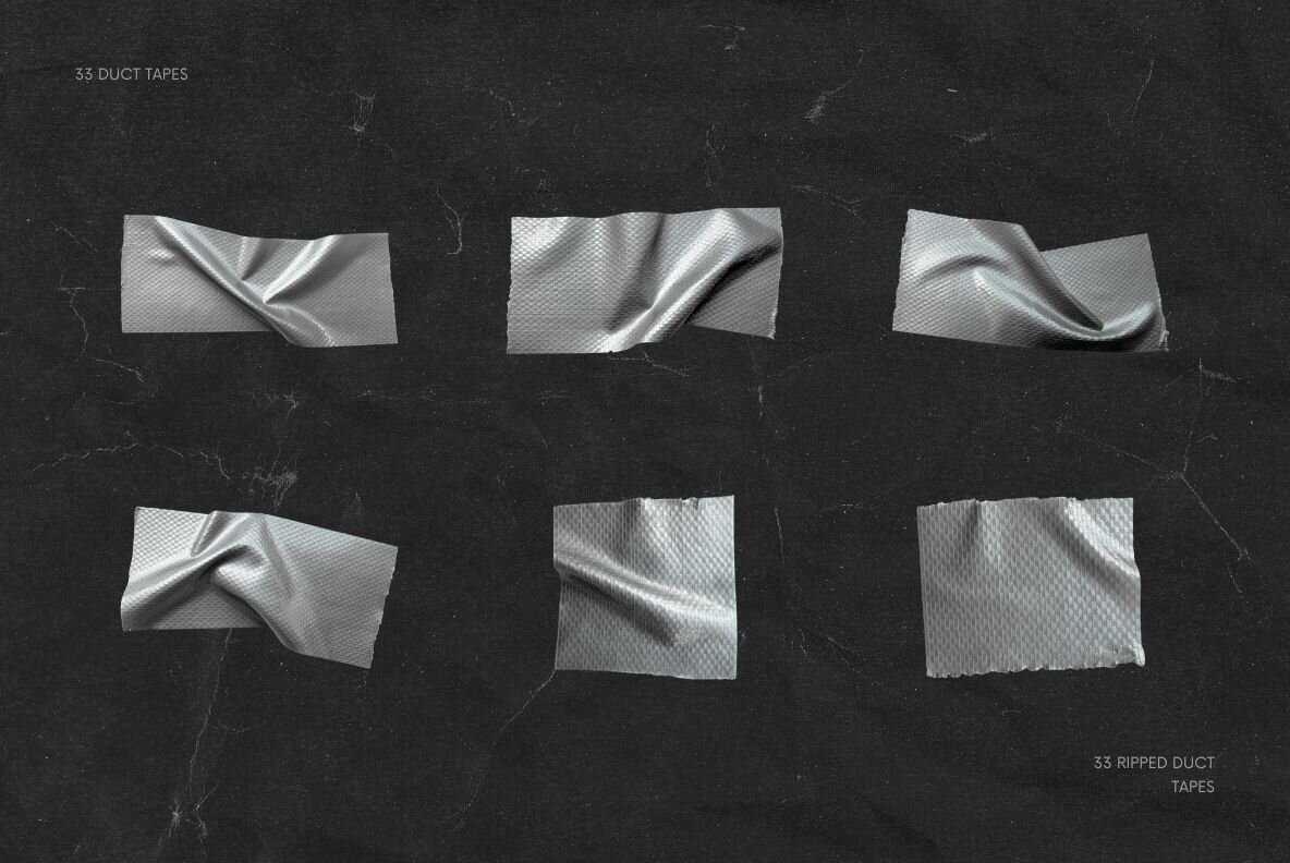 33 Gray Crumpled Ripped Duct Tapes 6