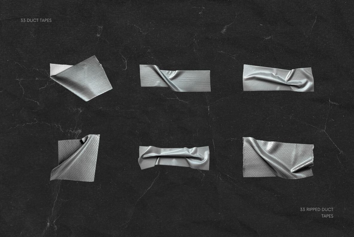 33 Gray Crumpled Ripped Duct Tapes 7