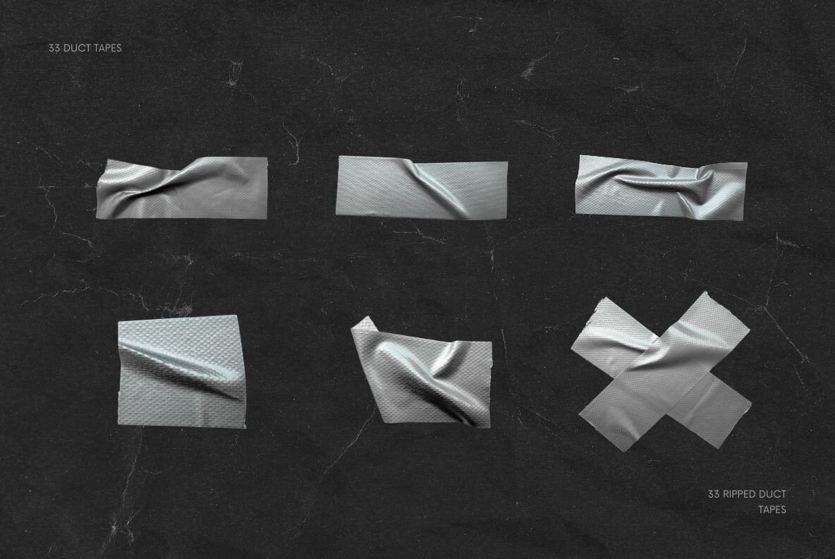 33 Gray Crumpled Ripped Duct Tapes 8